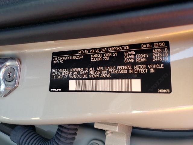 2020 VOLVO S60 T5 MOM 7JR102FK4LG062944