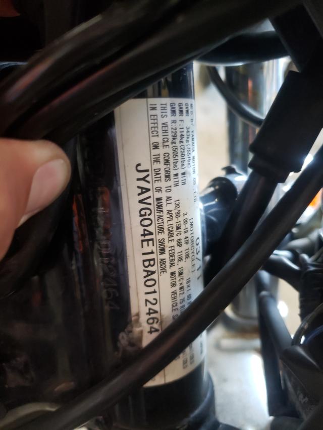 2011 YAMAHA VSTAR JYAVG04E1BA012464