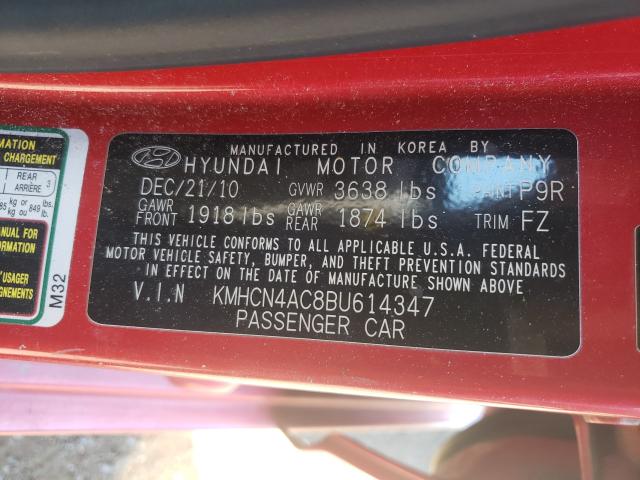 2011 HYUNDAI ACCENT GLS KMHCN4AC8BU614347