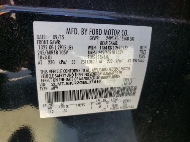 2016 LINCOLN MKX SELECT 2LMTJ6KR2GBL37416