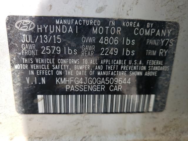 2016 HYUNDAI AZERA KMHFG4JG0GA509644