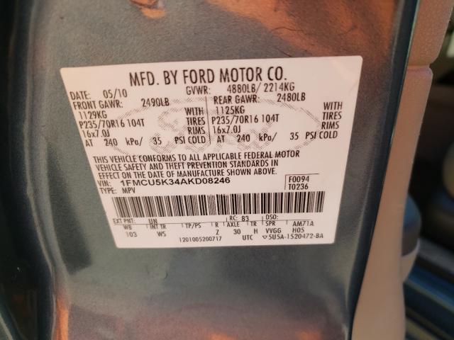 2010 FORD ESCAPE HYB 1FMCU5K34AKD08246