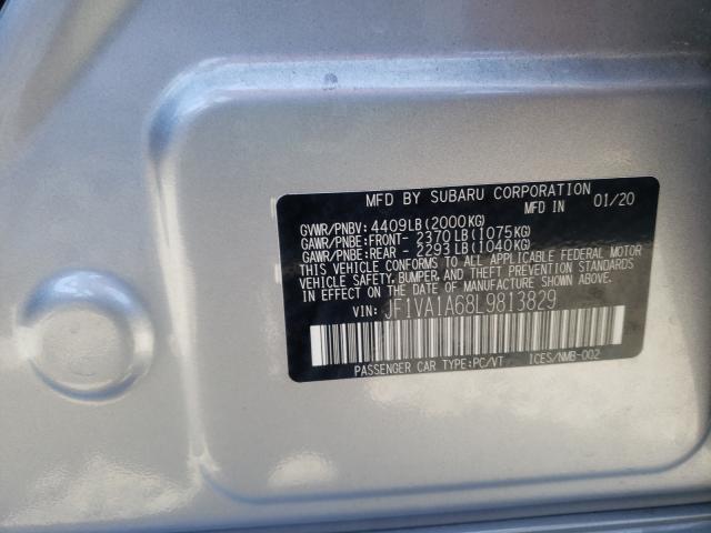 2020 SUBARU WRX JF1VA1A68L9813829