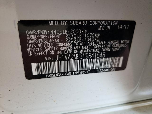 2017 SUBARU WRX STI JF1VA2M63H9841546