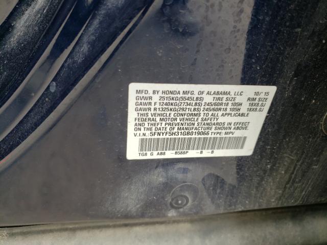 2016 HONDA PILOT EX 5FNYF5H31GB019066