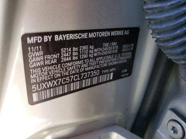 2012 BMW X3 XDRIVE3 5UXWX7C57CL737350