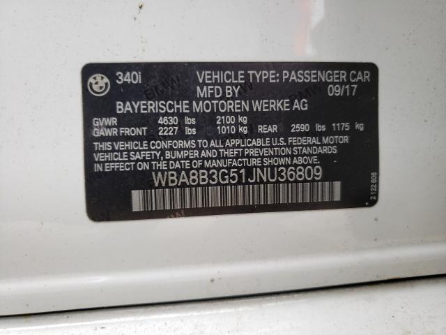 2018 BMW 340 I WBA8B3G51JNU36809