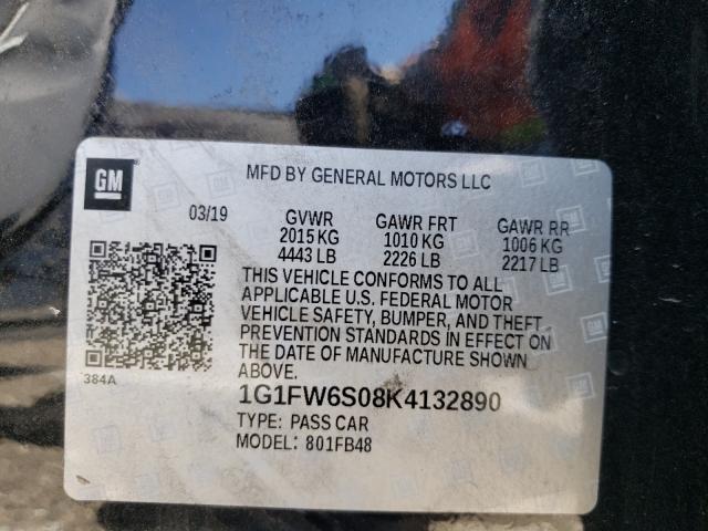 2019 CHEVROLET BOLT EV LT 1G1FW6S08K4132890