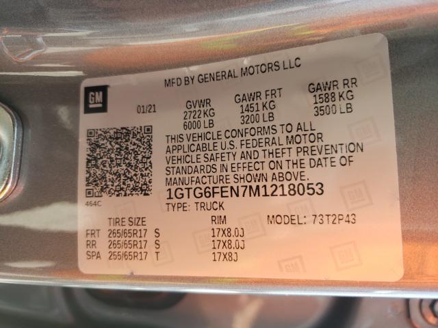 2021 GMC CANYON AT4 1GTG6FEN7M1218053