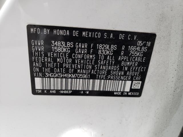 2019 HONDA FIT LX 3HGGK5H49KM705961