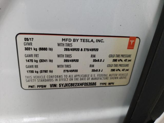 2017 TESLA MODEL X 5YJXCBE2XHF053586