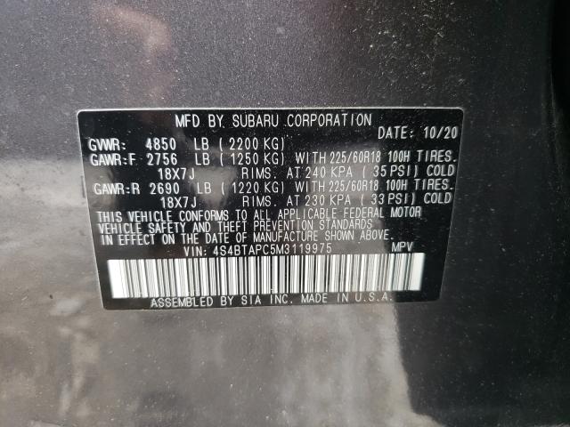 2021 SUBARU OUTBACK TO 4S4BTAPC5M3119975