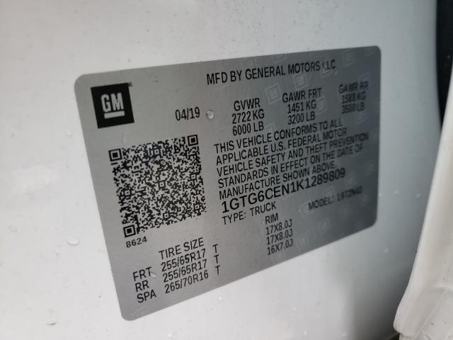 2019 GMC CANYON SLE 1GTG6CEN1K1289809