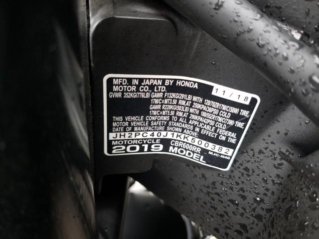 2019 HONDA CBR600 RA JH2PC40J1KK500382