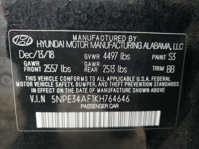 2019 HYUNDAI SONATA LIM 5NPE34AF1KH764646