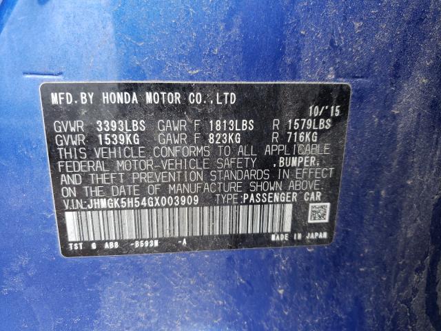 2016 HONDA FIT LX JHMGK5H54GX003909