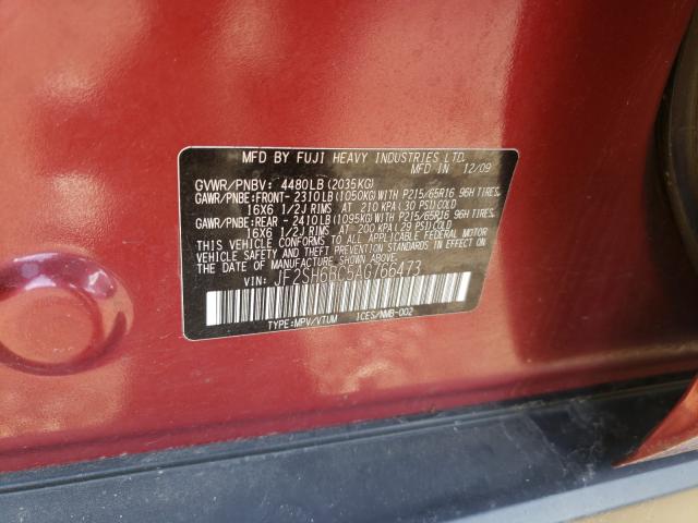 2010 SUBARU FORESTER X JF2SH6BC5AG766473