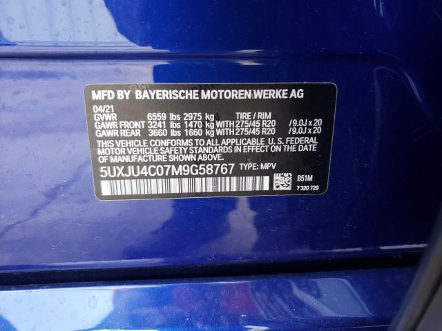 2021 BMW X5 M50I 5UXJU4C07M9G58767