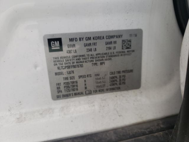 2015 CHEVROLET TRAX 1LS KL7CJPSB1FB078783