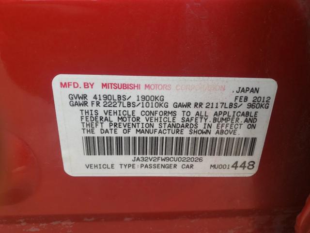 2012 MITSUBISHI LANCER SE JA32V2FW9CU022026