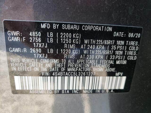 2020 SUBARU OUTBACK PR 4S4BTACC5L3261327