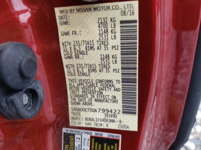 1N6BD0CT0GN799422 Nissan Frontier S 2016. Фото: 9