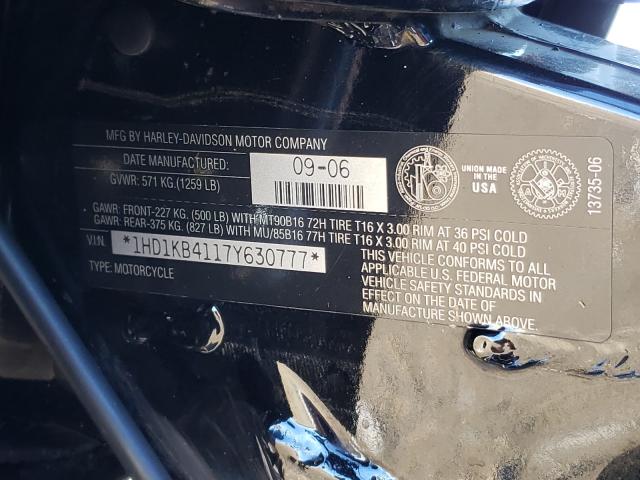 2007 HARLEY-DAVIDSON FLHX 1HD1KB4117Y630777