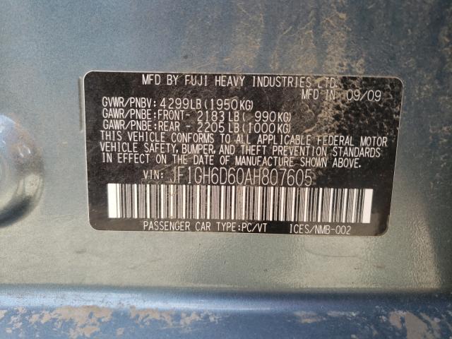 2010 SUBARU IMPREZA OU JF1GH6D60AH807605