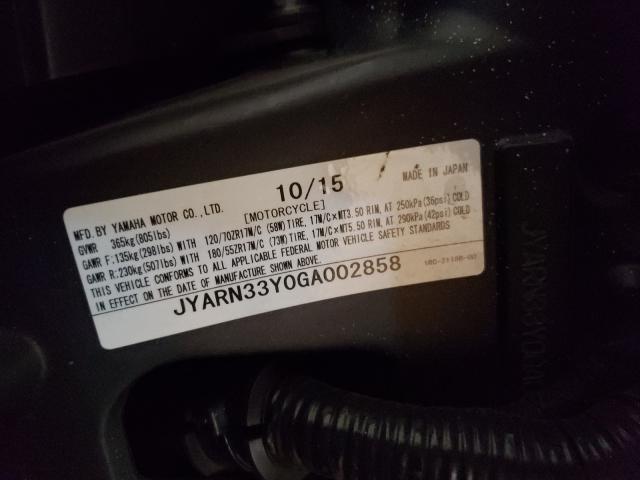 2016 YAMAHA FZ09 C JYARN33Y0GA002858