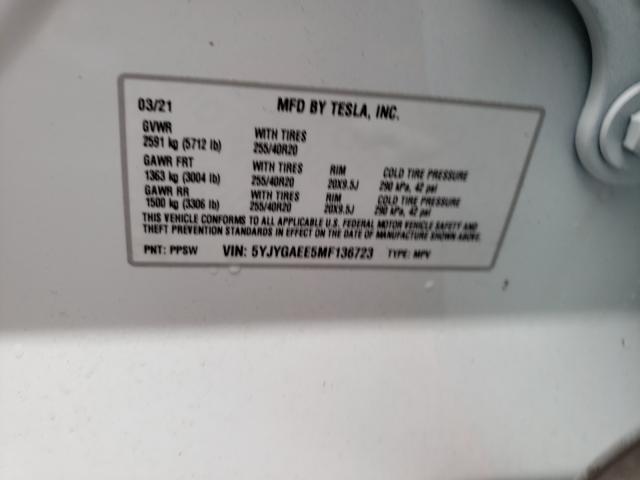 2021 TESLA MODEL Y 5YJYGAEE5MF136723