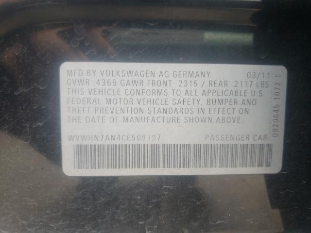 2012 VOLKSWAGEN CC LUXURY WVWHN7AN4CE509197