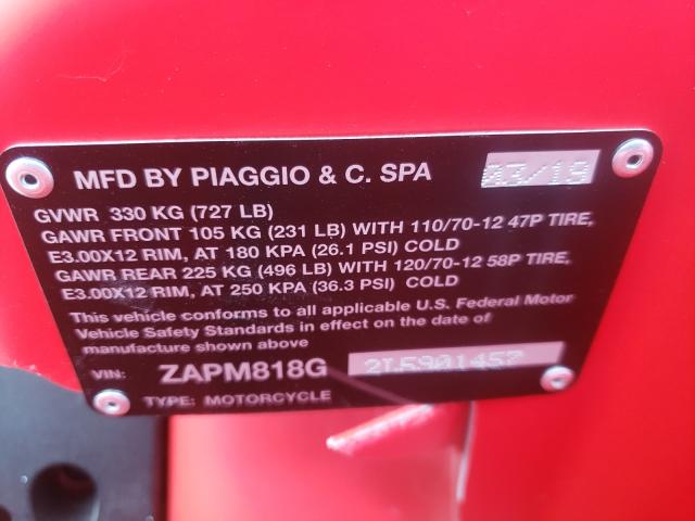 2020 VESPA PRIMAVERA ZAPM818G2L5901457