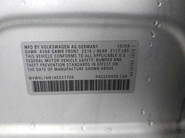 2010 VOLKSWAGEN CC LUXURY WVWHL7AN1AE527708