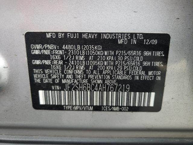 2010 SUBARU FORESTER X JF2SH6BC4AH767219