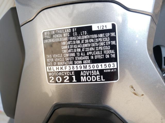 2021 HONDA ADV150 A MLHKF3859M5001503