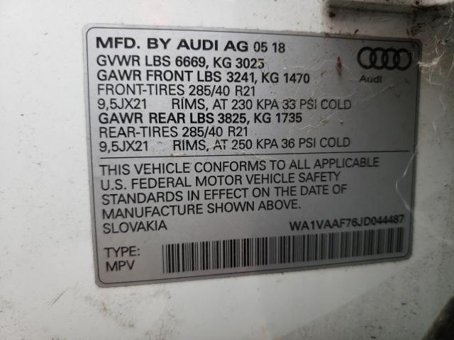 VIN WA1VAAF76JD044487 2018 Audi Q7, Prestige no.10