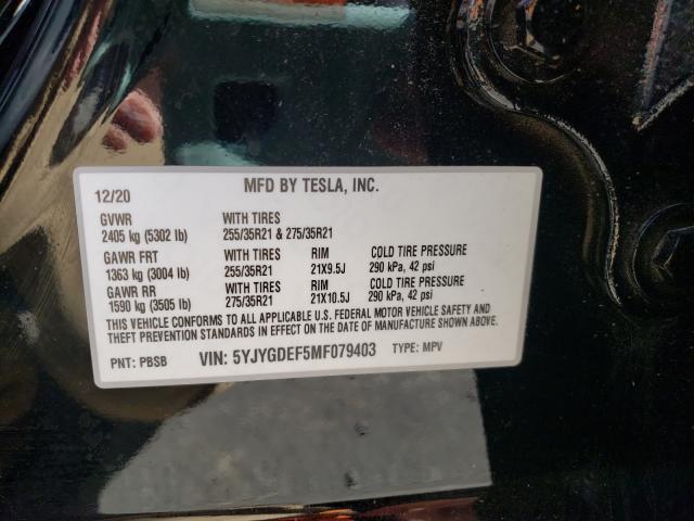 2021 TESLA MODEL Y 5YJYGDEF5MF079403