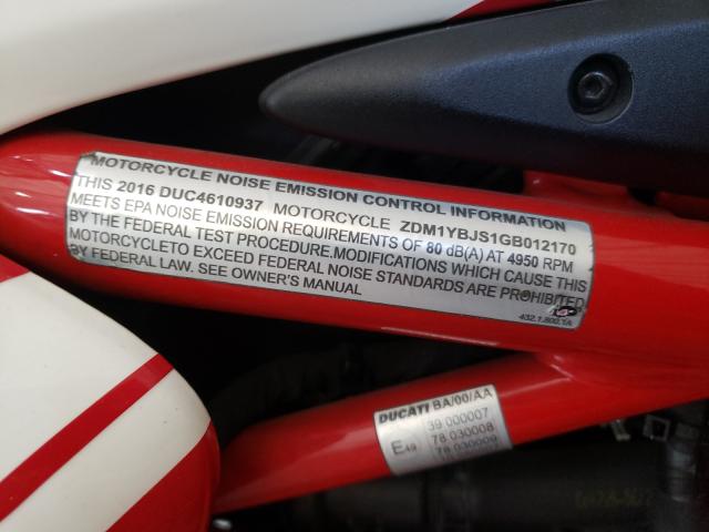 2016 DUCATI HYPERMOTAR ZDM1YBJS1GB012170