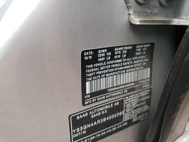 2011 SAAB 9-5 TURBO YS3GN4AR3B4002365
