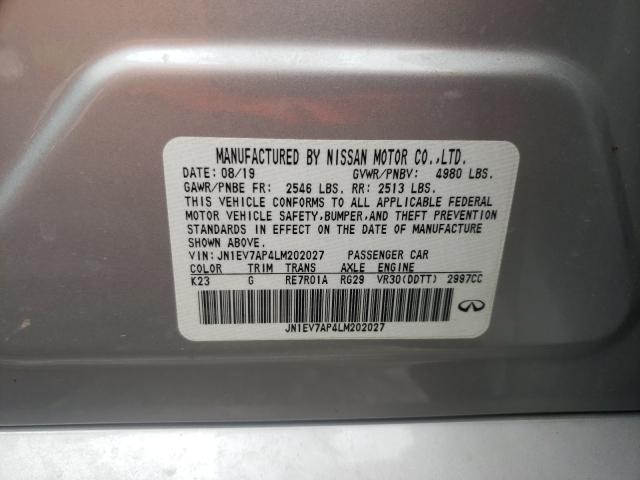 2020 INFINITI Q50 PURE JN1EV7AP4LM202027