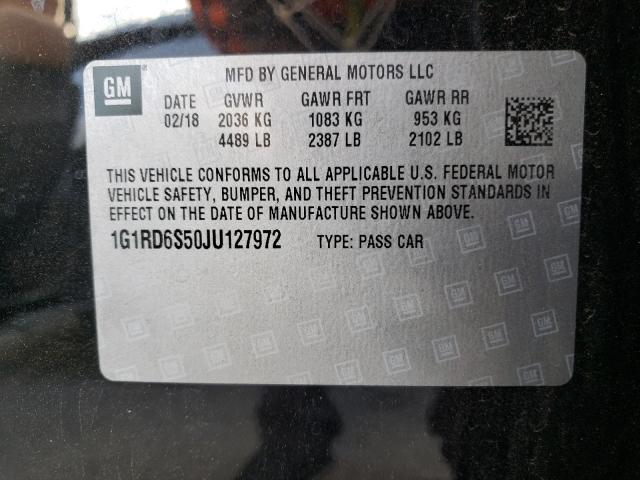 VIN 1G1RD6S50JU127972 2018 Chevrolet Volt, Premier no.10