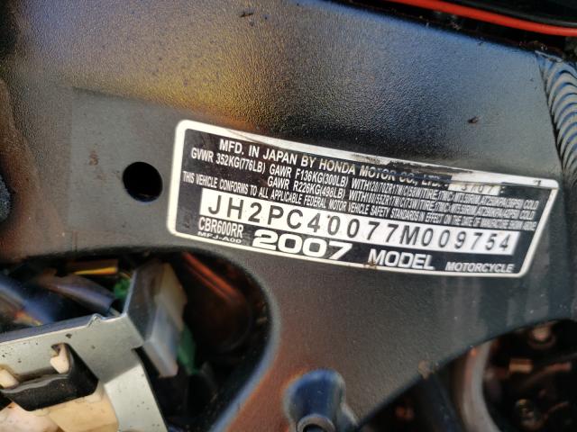 2007 HONDA CBR600 RR JH2PC40077M009754