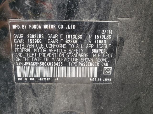 2016 HONDA FIT LX JHMGK5H58GX028425