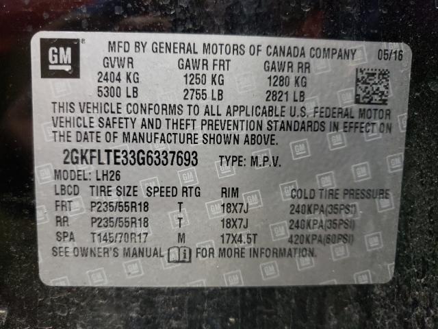 2016 GMC TERRAIN 2GKFLTE33G6337693