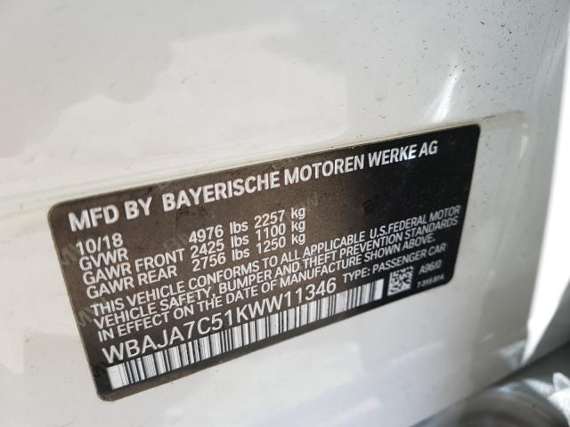 2019 BMW 530 XI WBAJA7C51KWW11346