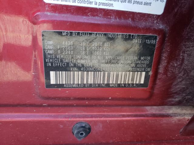 2010 SUBARU LEGACY 4S3BMCG62A3231278