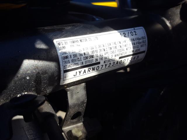 2003 YAMAHA FZS10 JYARN07Y23A001343