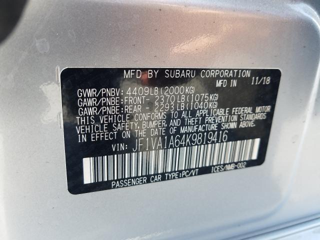 2019 SUBARU WRX JF1VA1A64K9819416