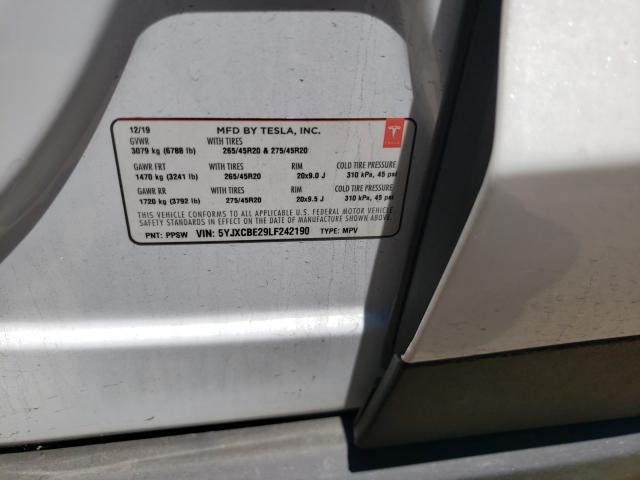 2020 TESLA MODEL X 5YJXCBE29LF242190