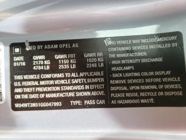 2016 BUICK CASCADA PR W04WT3N51GG047993